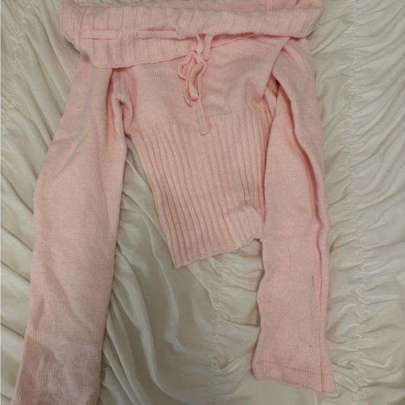 Pink Off-Shoulder Ribbed Sweater - Picture 2 of 2